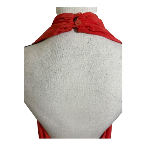 Drew womens silk V front neck button tie ope. Back orange blouse size Small - Picture 7 of 12